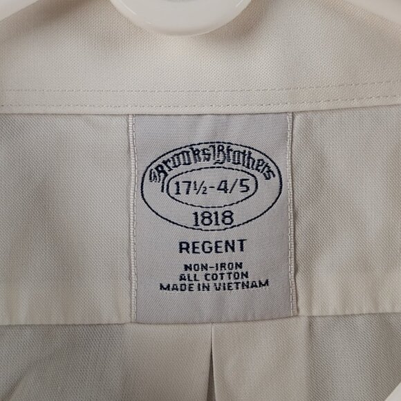 Brooks Brothers Cotton Regent Non-Iron White 17.5 4/5 Pocket Shirt Button Up - Picture 10 of 16